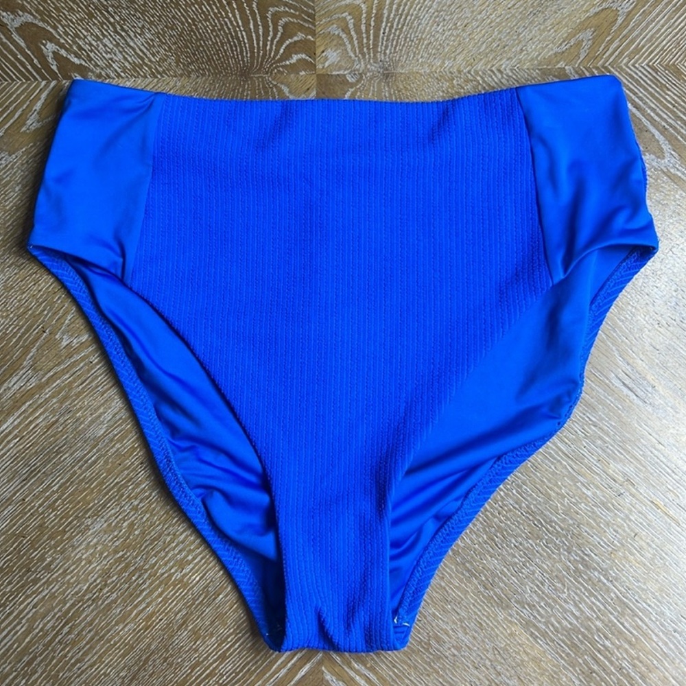 SANCTUARY Cobalt Ribbed Swim Bikini Bottoms M